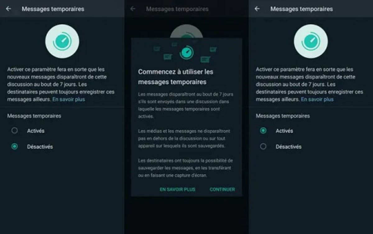 comment activer les messages éphémères dans whatsapp